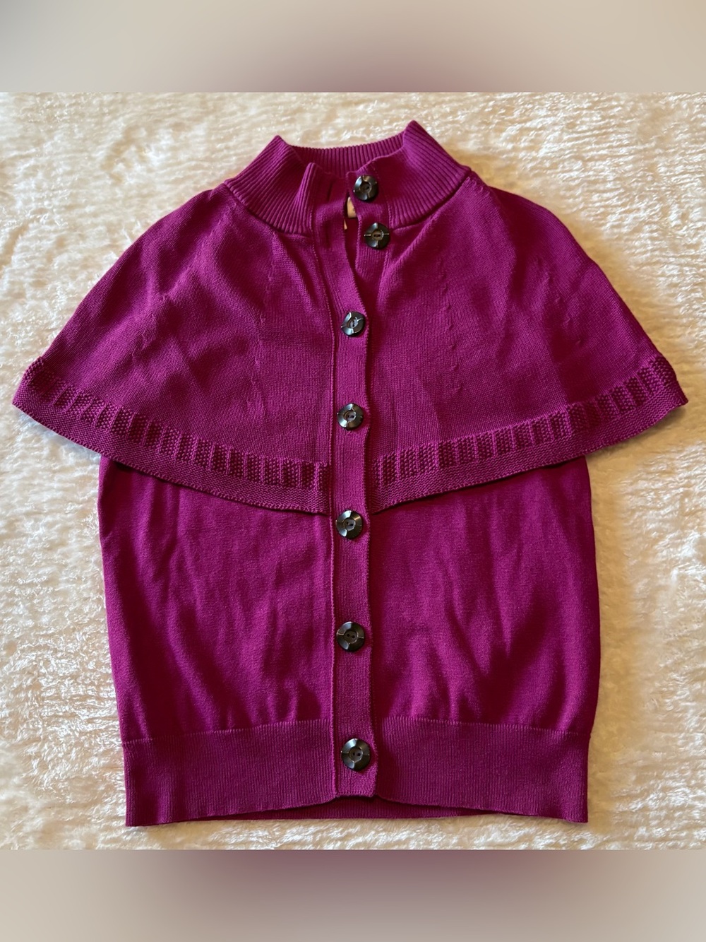 Anthropologie Moth Magenta Sleeveless Caped Cardigan Top